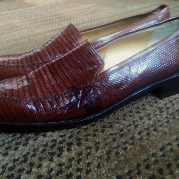 Mezlan Brown Genuine Lizard Leather Loafers Men Size 11 Slip On Comfortable - Picture 15 of 15